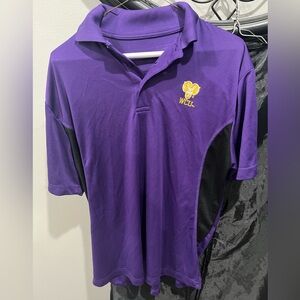 West Chester University men’s 3 button Polo shirt purple gold ram WCU logo